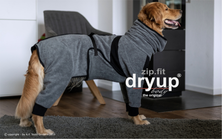 Hundebademantel mit Beinen Dryup Body Zip.Fit XS (48cm) grau