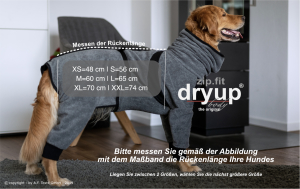 Hundebademantel mit Beinen Dryup Body Zip.Fit XS (48cm) grau