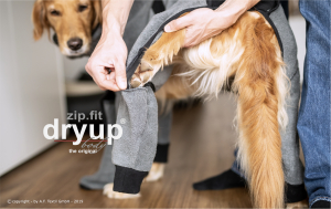 Hundebademantel mit Beinen Dryup Body Zip.Fit XS (48cm) grau