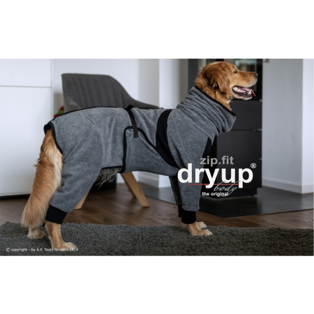 Hundebademantel mit Beinen Dryup Body Zip.Fit XL (70cm) grau