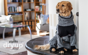 Hundebademantel mit Beinen Dryup Body Zip.Fit XXL (74cm) grau