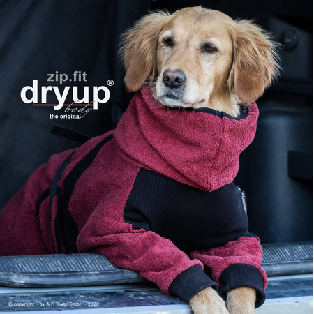 Hundebademantel mit Beinen Dryup Body Zip.Fit bordeaux