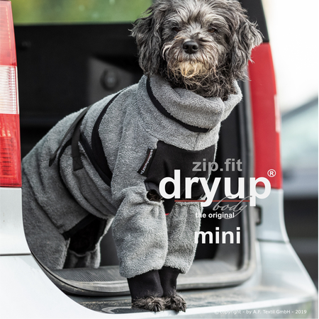 Hundebademantel mit Beinen Dryup Body Zip.Fit MINI grau
