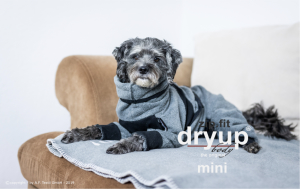 Hundebademantel mit Beinen Dryup Body Zip.Fit MINI grau 45cm