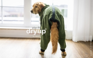 Hundebademantel mit Beinen Dryup Body Zip.Fit MOOSGRÜN L (65cm)