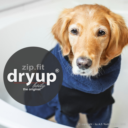 Hundebademantel mit Beinen Dryup Body Zip.Fit MARINE L (65cm)